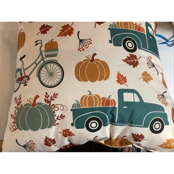 Pillows,Throw,Set Of 2,Autumn Harvest/Farm Truck/Pumpkin-17”X17”-Fall Harvest - Picture 3 of 6